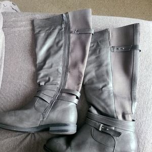 Torrid grey knee high riding boots wide width